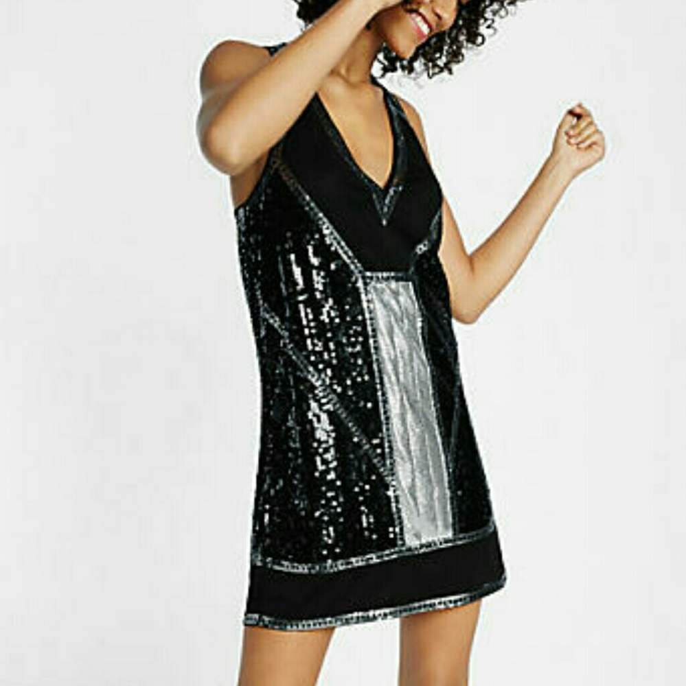 Express Sequin and Chain Mail Dress